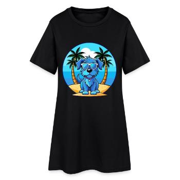Blaue Picardie Spaniel Hund Rasse Cartoon Sonnenbrille - Frauen T-Shirt-Kleid - Schwarz - Vorne