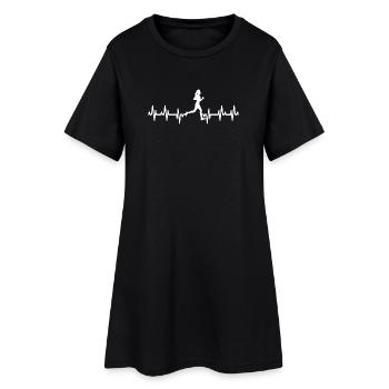 T-shirt Women Running Heartbeat - Frauen T-Shirt-Kleid - Schwarz - Vorne