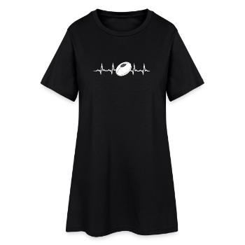 Rugby Heartbeat T-shirt - Frauen T-Shirt-Kleid - Schwarz - Vorne