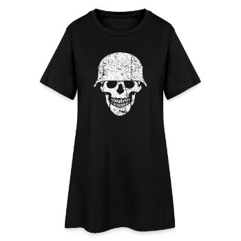 Schädelhelm / Schädelperlen - Frauen T-Shirt-Kleid - Schwarz - Vorne