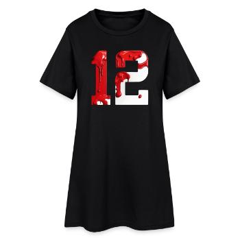 NR. 12 NUMMER 12 ROT WEIß 12. GEBURTSTAG - Frauen T-Shirt-Kleid - Schwarz - Vorne