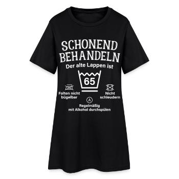 65. Geburtstag Schonend Behandeln Alte Lappen 65 - Frauen T-Shirt-Kleid - Schwarz - Vorne