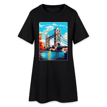 Tower Bridge England Uk Reise Poster Souvenir WPA - Frauen T-Shirt-Kleid - Schwarz - Vorne