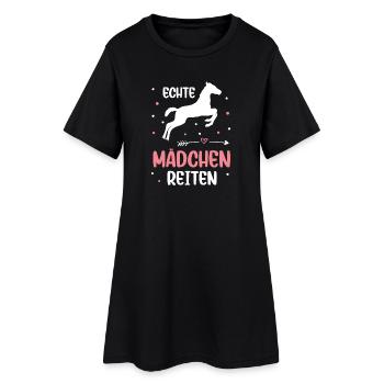 Echte Mädchen Reiten Pferde Mädchen - Frauen T-Shirt-Kleid - Schwarz - Vorne