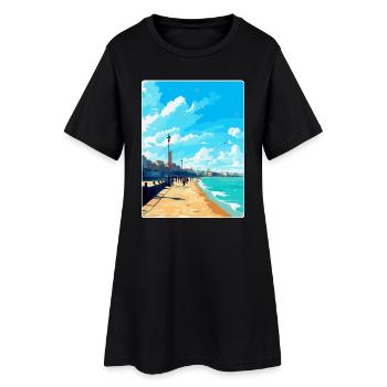 Margate England Uk Vintage Reiseplakat Souvenir - Frauen T-Shirt-Kleid - Schwarz - Vorne