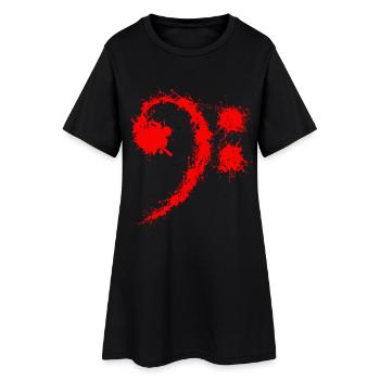 Bass Clef Red - Lustiges Musikliebhabergeschenk - Frauen T-Shirt-Kleid - Schwarz - Vorne