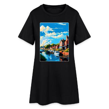 Woodbridge England Uk Reiseposter Souvenir WPA - Frauen T-Shirt-Kleid - Schwarz - Vorne