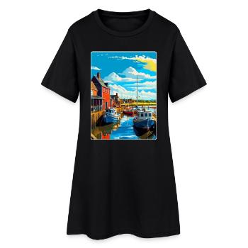 Whitstable Harbour, England, Vereinigtes Königreich, Reiseposter, WPA - Frauen T-Shirt-Kleid - Schwarz - Vorne