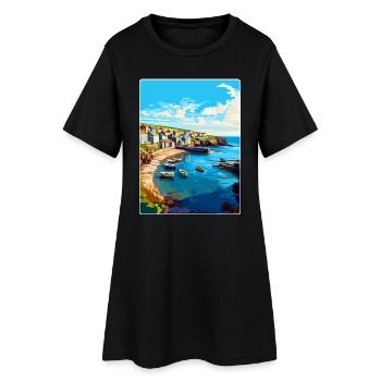 Port Issac Angleterre Royaume-Uni Affiche de voyage Souvenir WPA - Robe T-shirt Femme - noir - Devant