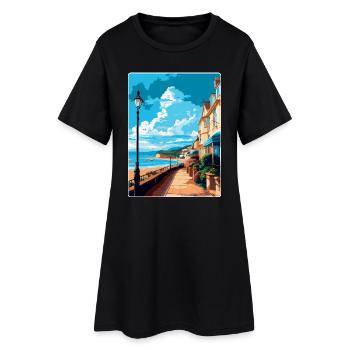 Teignmouth England Uk Reiseposter Souvenir WPA - Frauen T-Shirt-Kleid - Schwarz - Vorne