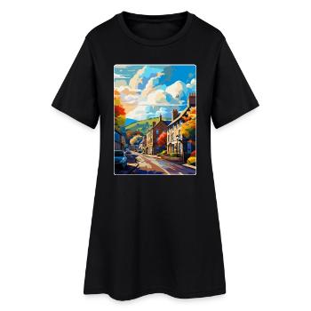 Skipton England Uk Vintage Reiseposter Souvenir - Frauen T-Shirt-Kleid - Schwarz - Vorne