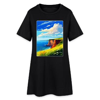 Berry Head Devon Vintage Travel Poster Souvenir - Women’s T-Shirt Dress - black - Front
