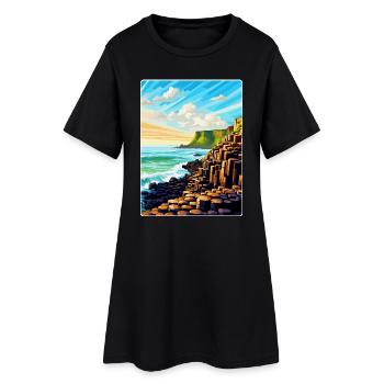 Giant Causeway Irland Uk Reiseposter Souvenir - Frauen T-Shirt-Kleid - Schwarz - Vorne