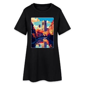 Durham Angleterre Royaume-Uni Affiche de voyage vintage souvenir - Robe T-shirt Femme - noir - Devant
