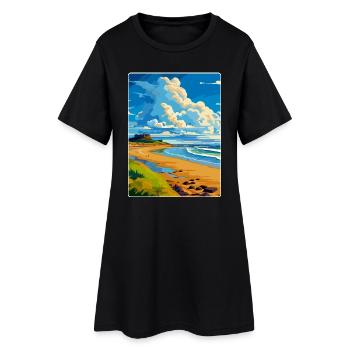 Northumberland Coast Anob Travel Poster Souvenir - Women’s T-Shirt Dress - black - Front