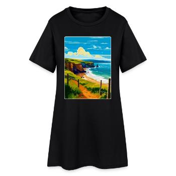 Devon West Country Vintage Travel Poster Souvenir - Women’s T-Shirt Dress - black - Front
