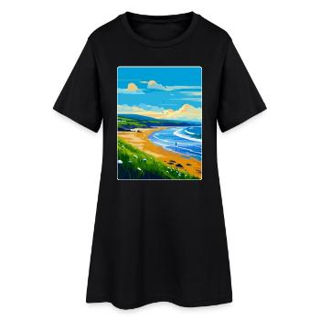 Croyde Beach Devon Vintage Travel Poster Souvenir - Women’s T-Shirt Dress - black - Front