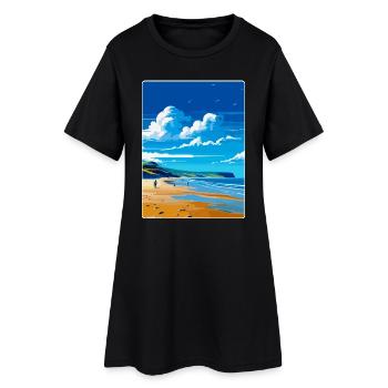 Croyde Beach Devon Vintage Travel Poster Souvenir - Women’s T-Shirt Dress - black - Front