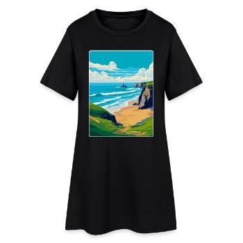 Bedruthan Steps Cornouailles Angleterre Royaume-Uni Affiche de voyage - Robe T-shirt Femme - noir - Devant