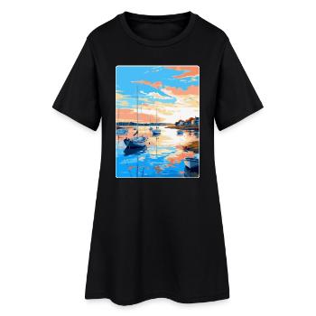 Poole Harbour England Uk Vintage Reiseposter WPA - Frauen T-Shirt-Kleid - Schwarz - Vorne