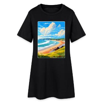 Woolacombe Devon Vintage Travel Poster Souvenir - Women’s T-Shirt Dress - black - Front