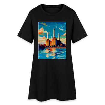 Battersea Londres Angleterre Royaume-Uni Affiche de voyage vintage - Robe T-shirt Femme - noir - Devant
