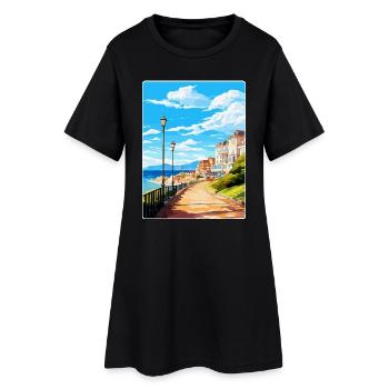 Llandudno Wales Uk Vintage Reiseplakat Souvenir - Frauen T-Shirt-Kleid - Schwarz - Vorne