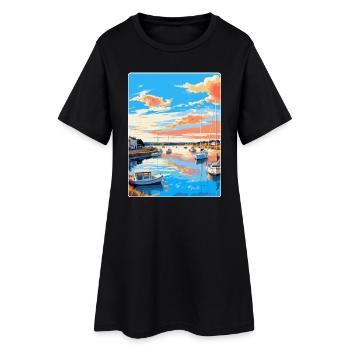 Poole Harbour England Uk Vintage Reiseposter WPA - Frauen T-Shirt-Kleid - Schwarz - Vorne