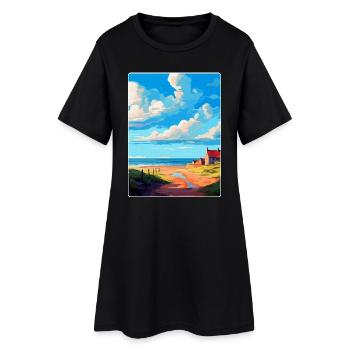 Beadnell England Uk Vintage Reiseplakat Souvenir - Frauen T-Shirt-Kleid - Schwarz - Vorne