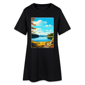 Parc forestier aquatique de Kielder, Angleterre, Royaume-Uni, Affiche de voyage - Robe T-shirt Femme - noir - Devant