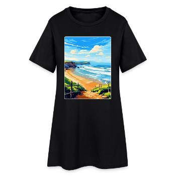 Perranporth Beach Angleterre Royaume-Uni Voyage Affiche WPA Art - Robe T-shirt Femme - noir - Devant