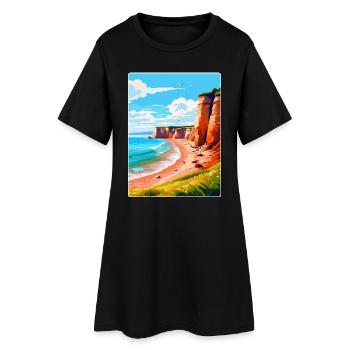 Torquay Cliffs England Uk Vintage Reiseposter - Frauen T-Shirt-Kleid - Schwarz - Vorne
