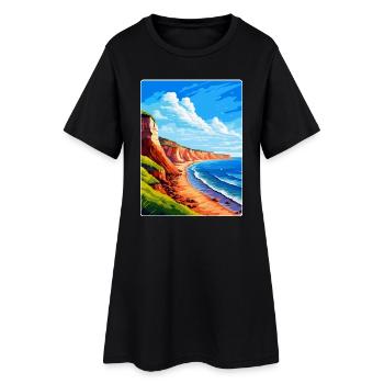 Torquay Cliffs England Uk Vintage Reiseposter - Frauen T-Shirt-Kleid - Schwarz - Vorne