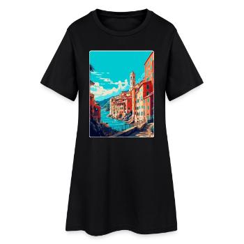 Gênes Italie Affiche de voyage vintage WPA Art Souvenir - Robe T-shirt Femme - noir - Devant