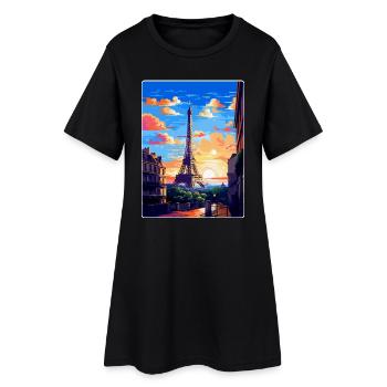 Paris Frankreich Vintage Reiseposter WPA Souvenir - Frauen T-Shirt-Kleid - Schwarz - Vorne