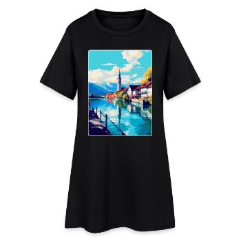 Thun Schweiz Vintage Reiseplakat Souvenir - Frauen T-Shirt-Kleid - Schwarz - Vorne
