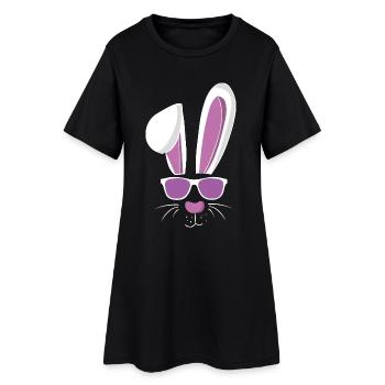 Cool lapin de ski et lapin de Pâques - Robe T-shirt Femme - noir - Devant
