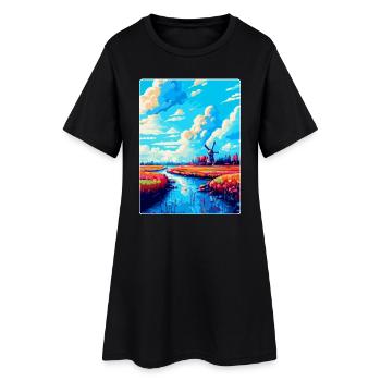Souvenir d’affiche de voyage vintage Lisse Pays-Bas - Robe T-shirt Femme - noir - Devant