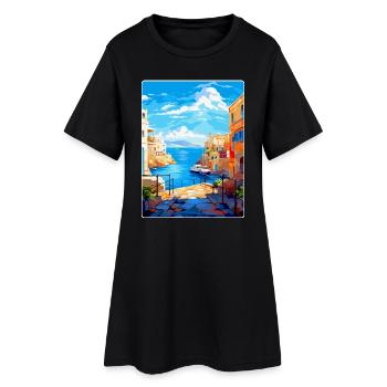 Héraklion Grèce Affiche de voyage vintage souvenir - Robe T-shirt Femme - noir - Devant