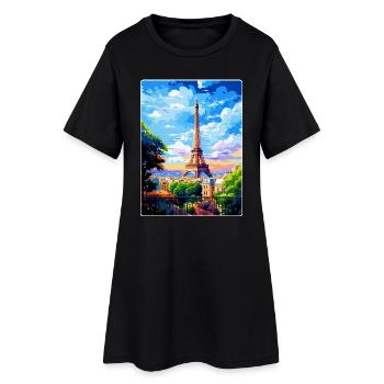Paris Frankreich Vintage Reiseposter WPA Souvenir - Frauen T-Shirt-Kleid - Schwarz - Vorne