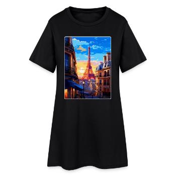 Paris Frankreich Vintage Reiseposter WPA Souvenir - Frauen T-Shirt-Kleid - Schwarz - Vorne