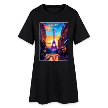 Paris Frankreich Vintage Reiseposter WPA Souvenir - Frauen T-Shirt-Kleid - Schwarz - Vorne