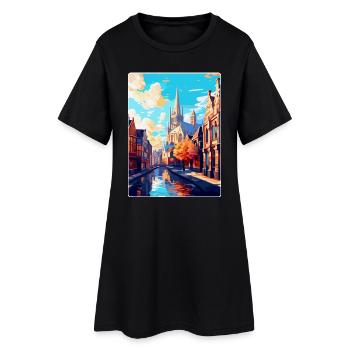 Gand, Belgique, Affiche de voyage vintage WPA, Souvenir - Robe T-shirt Femme - noir - Devant