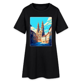 Santiago Spanien Vintage Reiseplakat Souvenir WPA - Frauen T-Shirt-Kleid - Schwarz - Vorne