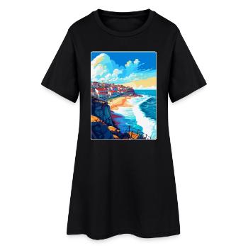 Nazare Portugal Vintage Reiseplakat Souvenir WPA - Frauen T-Shirt-Kleid - Schwarz - Vorne