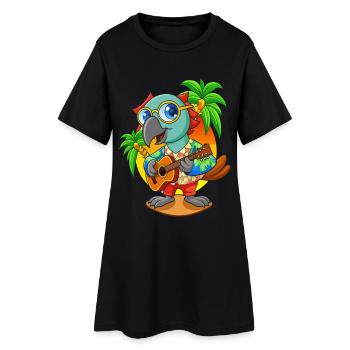 Lustige Papagei Sommer Strand Sonnenbrille Hawaiianisch - Frauen T-Shirt-Kleid - Schwarz - Vorne