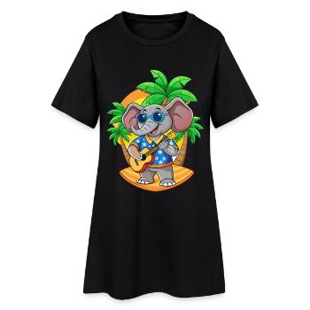 Lustige Elefant Cartoon Sommer Strand Sonnenbrille - Frauen T-Shirt-Kleid - Schwarz - Vorne