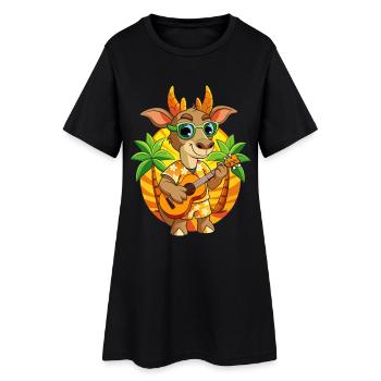 Lustige Antilope Cartoon Sommer Strand Sonnenbrille - Frauen T-Shirt-Kleid - Schwarz - Vorne