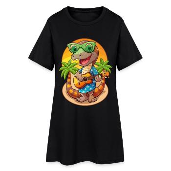 Drôle Serpent Dessin Animé Plage D’été Lunettes De Soleil Guitare - Robe T-shirt Femme - noir - Devant
