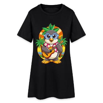 Lustige Pinguin Cartoon Sommer Strand Sonnenbrille - Frauen T-Shirt-Kleid - Schwarz - Vorne